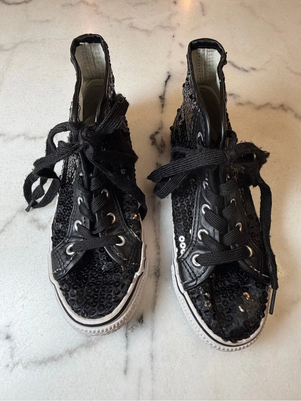 Weissman Black Sequin High-Top Kids Sneakers